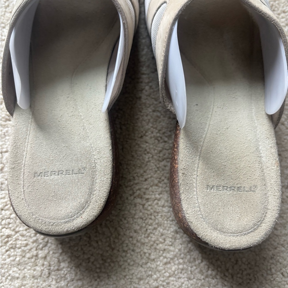 Merrell Leather Slide Sandals Comfort Footbed Neutral | Women’s - Picture 5 of 8